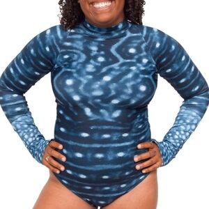 Waterlust Whale Shark Warrior Sun Suit Women XXL UPF 50+ Long Sleeve Swimsuit